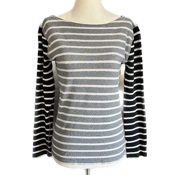 J. Crew Striped Cotton Boatneck Shirt - Picture 1 of 7